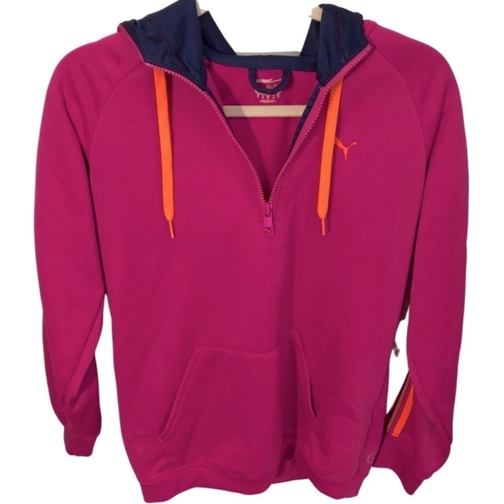 Puma Women’s Pink and Orange 1/4 zip hoodie Size Medium